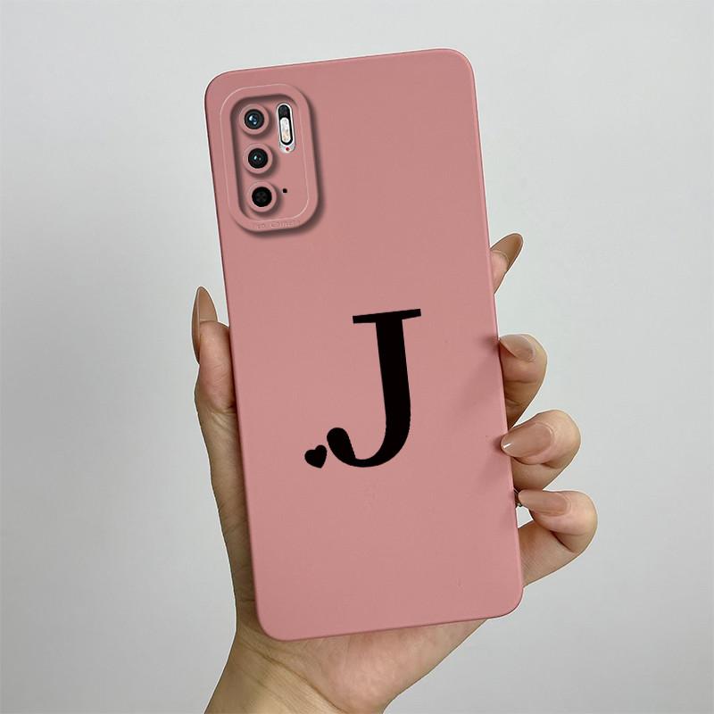 For Xiaomi Redmi Note 10 5G Case Redmi Note 10T 5G Cover M2103K19G Cute Initial Letters Square Phone Case Shockproof Back Cover