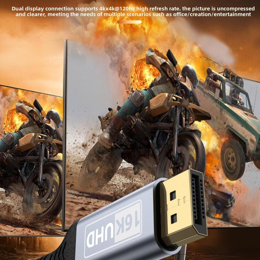 DisplayPort 2.1 cable: 16K at 60Hz gaming HD cable, 8K at 120Hz, 4K at 240Hz; compatible with DP 1.4 graphics cards and monitors