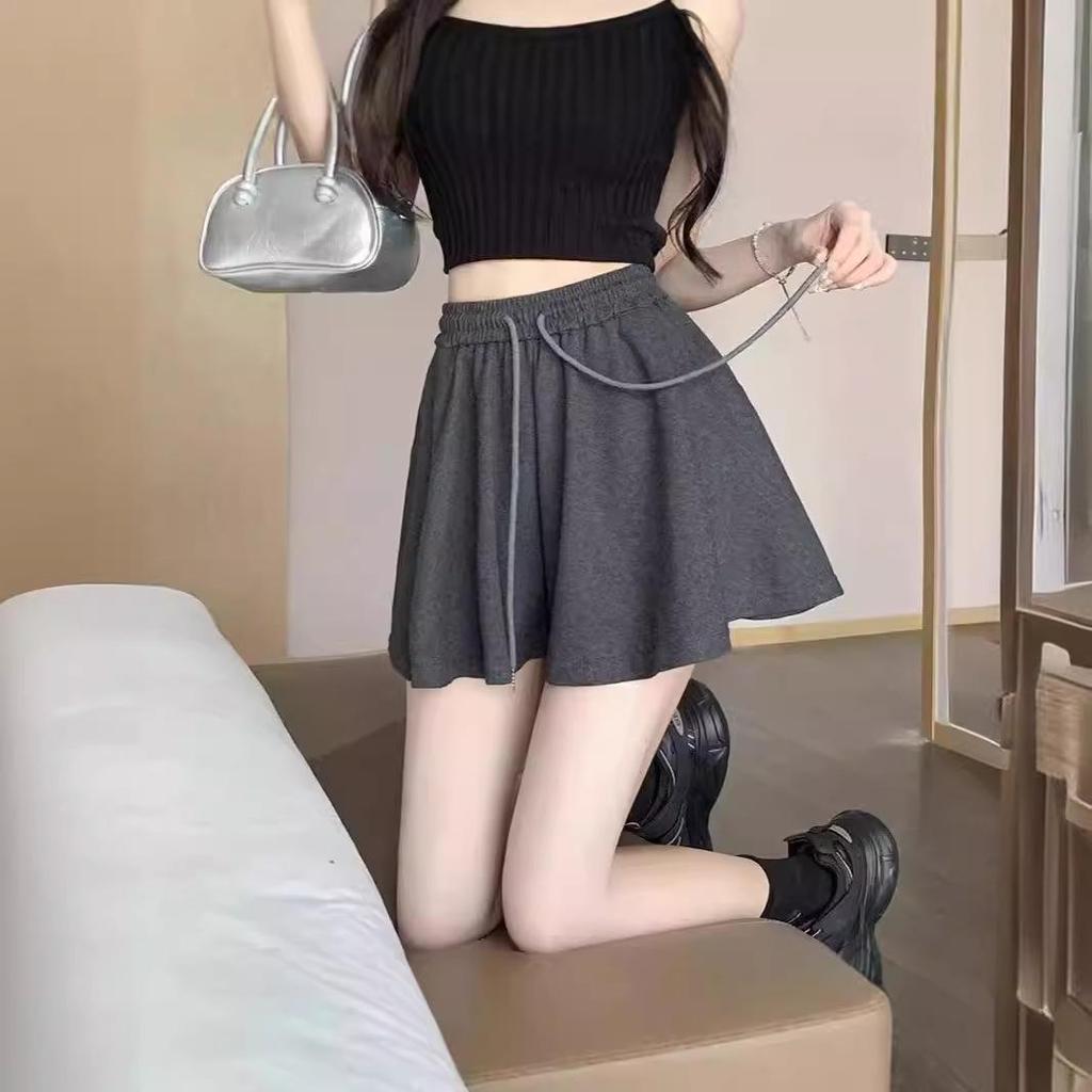 Women's Summer Ballet Style Mid-Waist Pleated A-Line Shorts - Petite, Slimming, Loose Fit