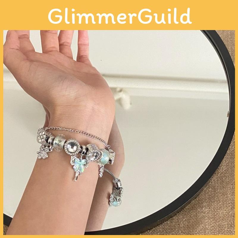 Ladies Bracelet With Electroplated Butterfly Bow And Lucky Clover Design For Summer