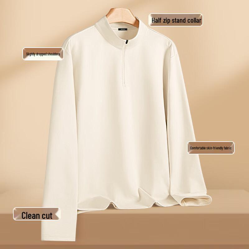 MINISO Men's Thermal Half-Zip Stand Collar Long Sleeve Base Layer Top