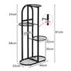 4-Tiers Holder Flower Pot Rack Garden Shelf Stand Outdoor Indoor Black White Iron Art Tree Design Plant Stand 22x44x81cm