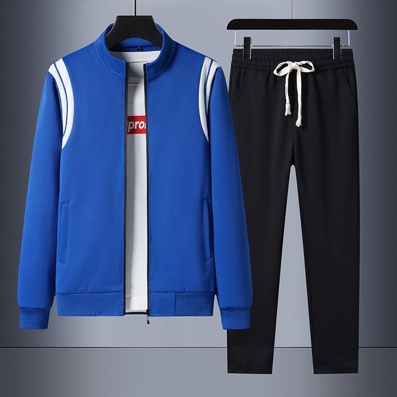Plus Size Sports Suit Men's Spring Cardigan Sweater Casual Two-piece Set