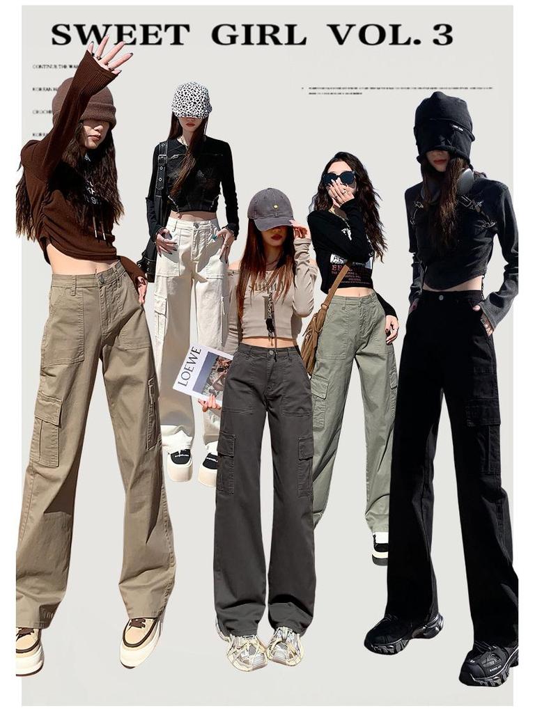 Women's Fleece-Lined High-Waisted Retro Straight-Leg Jeans with Multi-Pockets