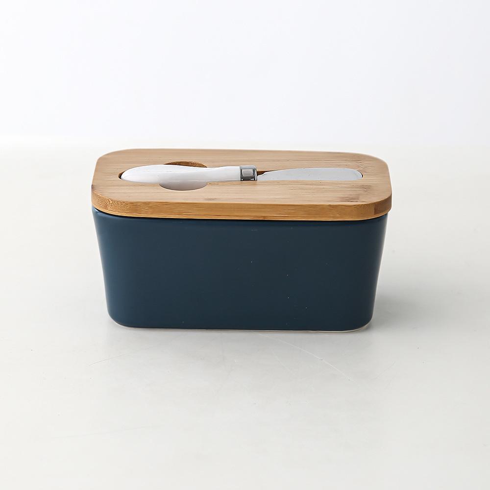 Nordisk keramisk smørskål med kniv - Europeisk design