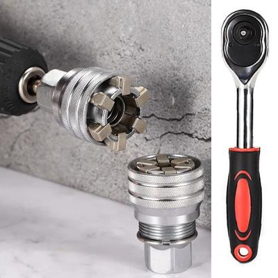 Einhandbedienung Verstellbarer Steckschlüssel Satz 10-19mm Sechskant Innensechskantschlüssel Adapter Kit Stabil Schwerlast