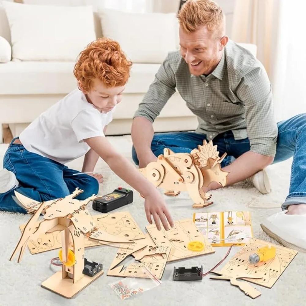 1/4PCS Dinosaur STEM Toys for Kids 3D Wooden Puzzle Model Robot Model Kit DIY Educational Science Building STEM Projects Gift