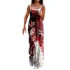 Overaly se širokými nohavicemi pro ženy Ležérní Volný Potisk bez rukávů Knoflík Dlouhé kalhoty Overal s kapsami