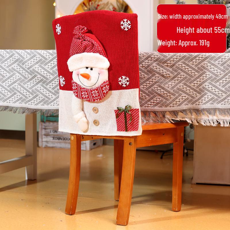 Cartoon Christmas Chair Covers: Santa, Snowman, Reindeer - Perfect for Home, Dining, Hotel, and Restaurant Decor