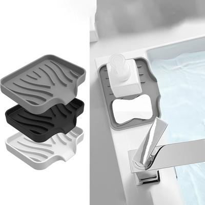 Silicone Bathroom Soap Dish with Drain Water Soap Container Toilet Box Tray Bath Soap Holder Drainable Dishes for Pad Bathroom