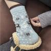 Christmas Snowflake Cartoon Wool Socks Vintage Mid-Leg Socks Thickened And Warm