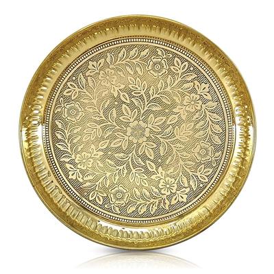 Mosazný Pooja talíř Puja Thali Velmi malý 4 palce Arti Thali sada Tradičně designovaný Ručně vyráběný Thal pro Puja Ghar Domácí kancelář