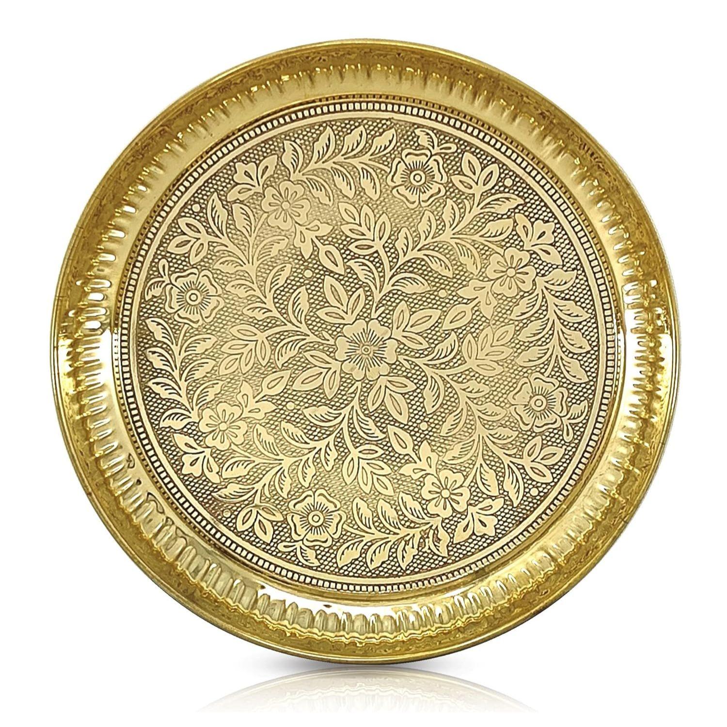 

Латунная тарелка для пуджи Пуджа Тали Очень маленькая 4 дюйма Набор тали для Аарти Традиционный дизайн Ручная работа Тал для Пуджа Гар Дом Офис 4 INCH