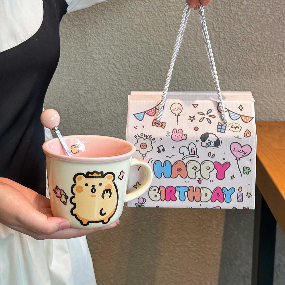 High-value cute bear bug cup girl birthday gift children's breakfast coffee cup girlfriend souvenir gift box