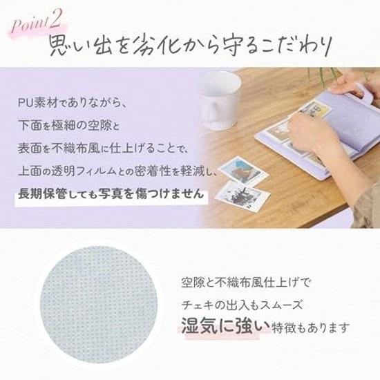 VOWZON Cheki Album Book instax mini Large Capacity Film Holds 108 Sheets Compact Wallet Type (White)