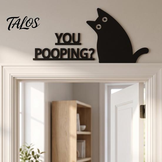 Bathroom Door Decoration Nosy Black Cat Topper Decor, Halloween Corner Acrylic Indoor Doorway Statue Top Figurine for Bedroom Home Gift Lovers