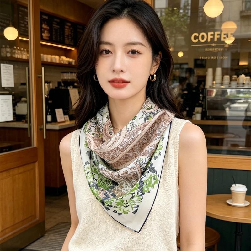 111 mulberry silk georgette 61 square scarf collection spring and autumn women's gift retro high-end silk scarf scarf