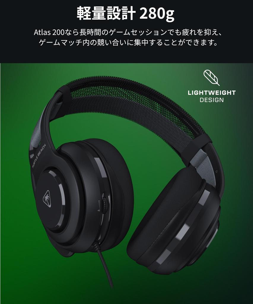 TURTLE BEACH Atlas 200 Black Wired Gaming Compatible Connection 50mm Drivers Foldable Unidirectional Microphone Memory Foam Cushions Headset,