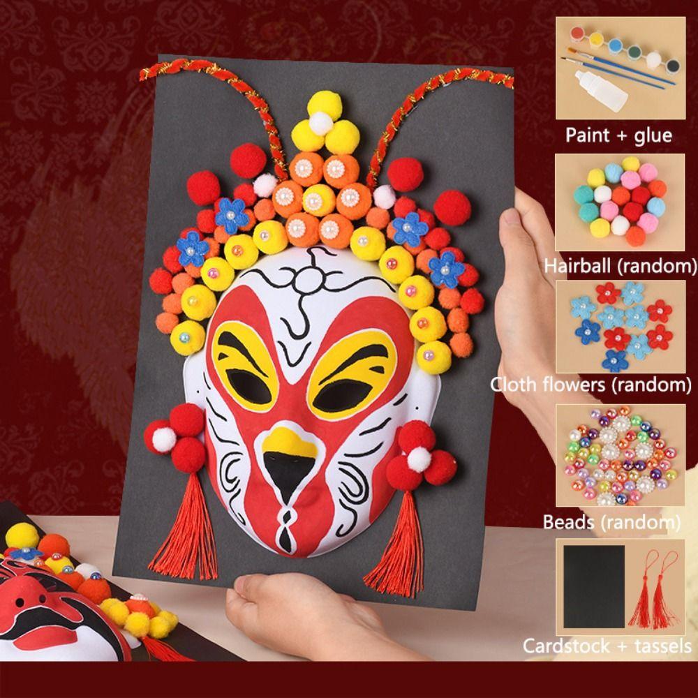 Decorative Ornaments Beijing Opera Mask Craft Material Kids DIY Mask Paint Masquerade Party
