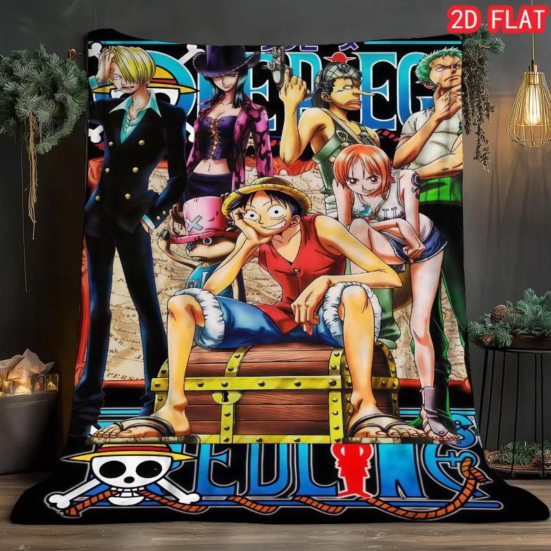 One Piece Cartoon Theme Blanket Ultra Soft Plush Warm Blanket for Kids Adults Bedroom Living Room Home Decor THW