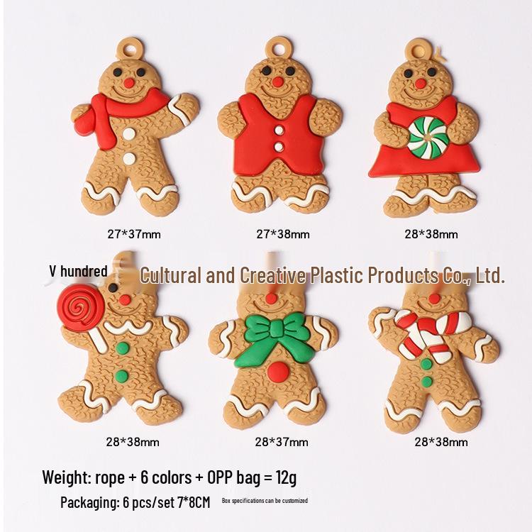 Gingerbread Man Christmas Tree Ornament – Twelve Styles, Customizable Designs in PVC.