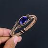 Blauer Saphir Armband, Handgefertigtes Edelsteinarmband, 999 Kupferdraht umwickelter Antikschmuck, Für Verlobungsgeschenk