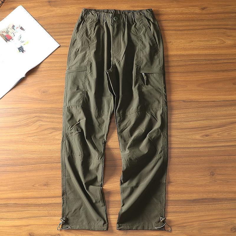 Men's Cargo Pants with Elastic Waist, Multiple Pockets, Adjustable Drawstring, 4 Colors (Black, Army Green, Navy, Khaki)