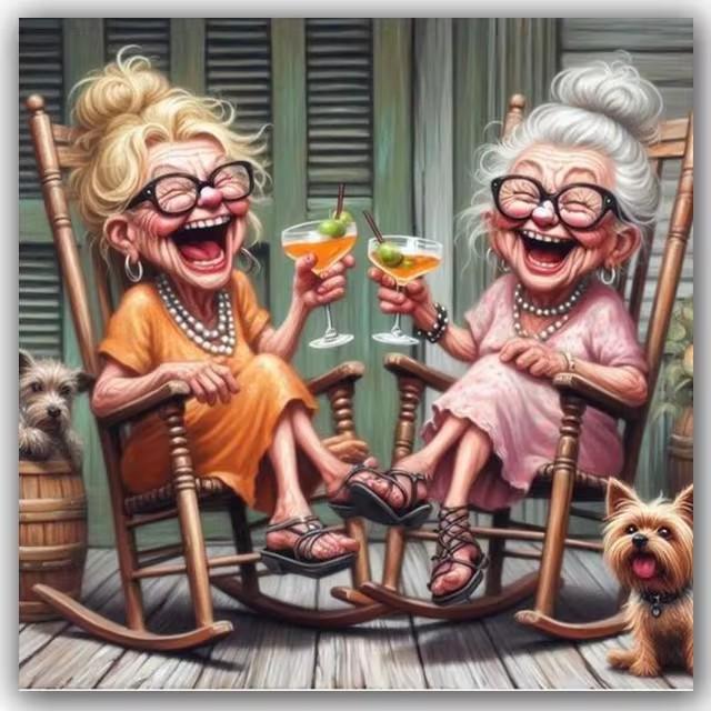 

Наборы для 5D алмазной вышивки «Старомодная бабушка», Счастливые бабушка и дедушка пьют, DIY мозаика, вышивка крестом Full Round 30x30CM