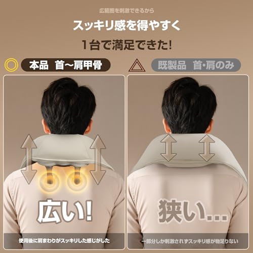 Liaolee Neck Care Relaxation Device for Neck, Shoulders, Waist, Back, and Thighs, with Heating Function, Cordless, USB Rechargeable, Adjustable Intens