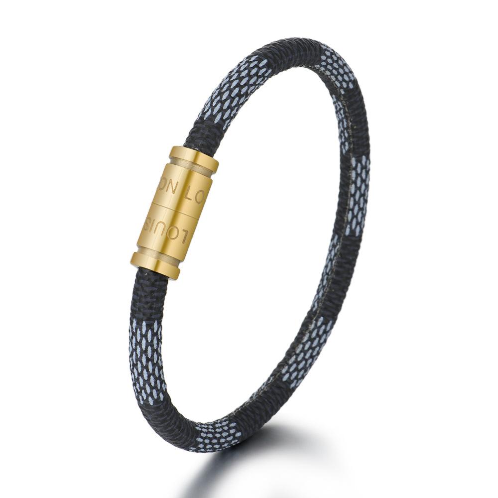Magnetický Uzávěr Kožený Náramek Pro Páry Titanová Ocel Šňůrka Unisex
