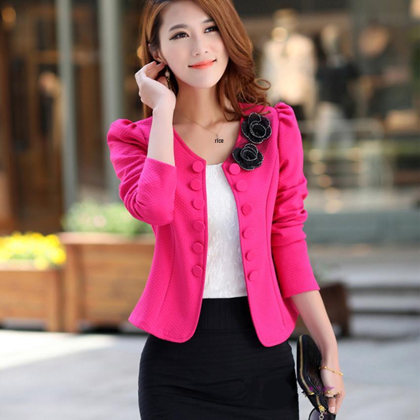

Korean Style Women s Short Sleeve Double-Breasted Slim Fit Blazer Plus Size XL рожевий