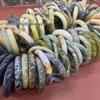 Xiuyu Jade Bangle with Earth Blue, Red, Lemon Yellow, Dark Blue, and Dark Green Veins