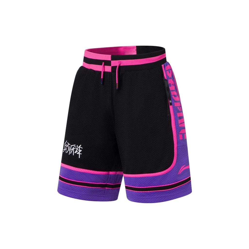Li Ning Badfive Letter Print Basketball Shorts Men Shorts Black AAPS033-2