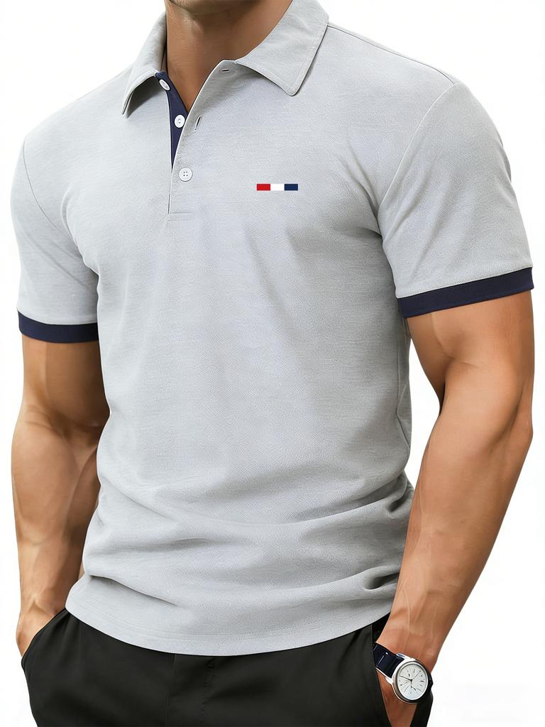  Mens Color Block Polo, Modern Style with Breathable Fabric for Streetwear Fashion