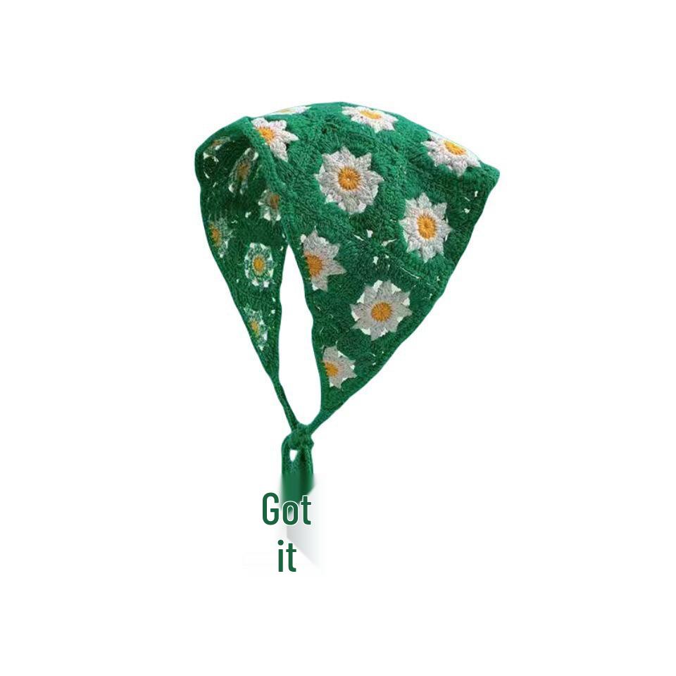 Ręcznie robiona szydełkowa trójkątna chusta na głowę: Francuski Retro, Wszechstronny, Styl Pastoralny
