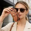Soft Glasses Case Soft PU Leather Eyewear Sleeve with Strap Glasses Bag Pouch for Travel Jacket Home Office Gym Backpack Car