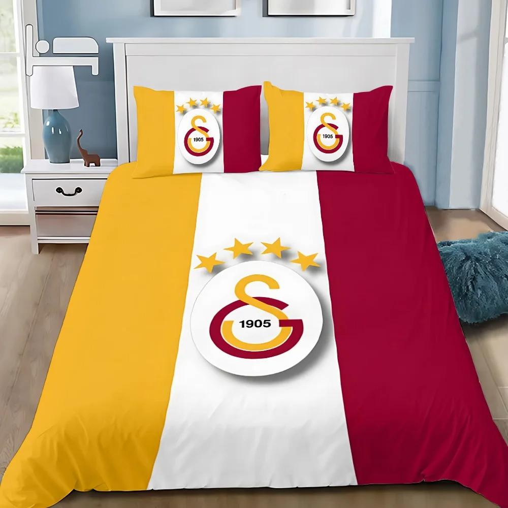 Galatasaray 3D Printed Bedding Set,Logo Football Club Duvet Cover Pillowcases for Adult Girl Boy Gift,Birthday Gift