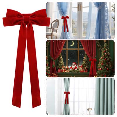 Drape Tiebacks Red Modern Christmas Home Decor Decorative Bow Drapery Holdbacks For Shower Indoor Bathroom Kitchen Bedroom