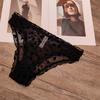 Lace panties women's sexy mesh love flocking panties pure cotton crotch hip lift low waist briefs underpants