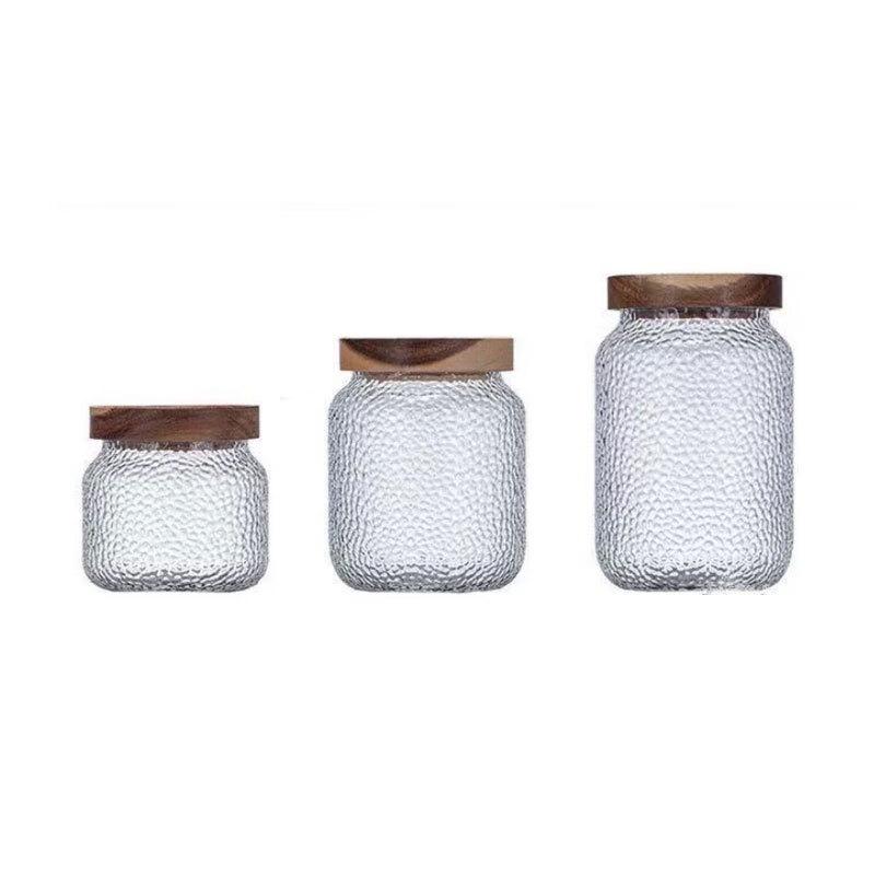 Akazienholzdeckel Gehämmertes Glas Vorratsglas