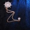 Rhinestone Men Brooch Tassel Chain Suit Collar Pin Vintage Star Tassel Brooch  Gift