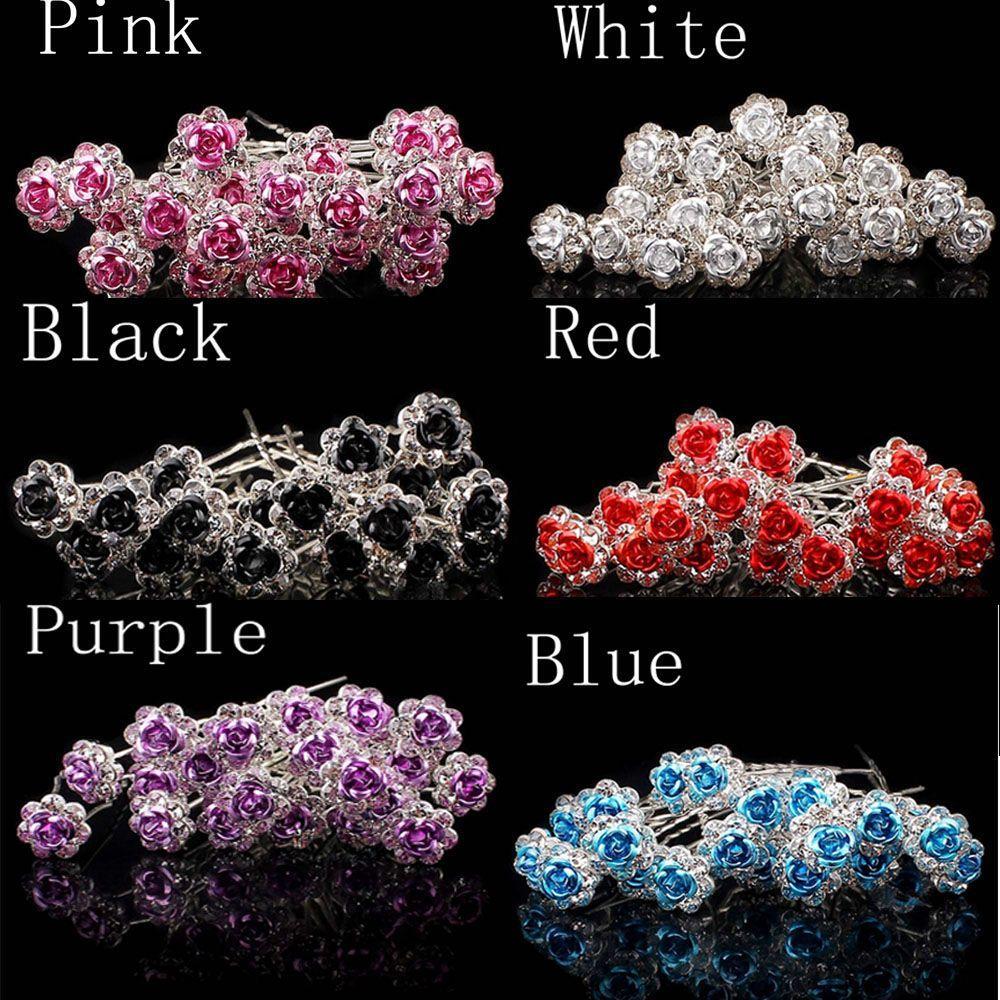 20PCS Jewelry Bridal Engagement Rhinestone Crystal Flower Hairpins Hair Clips