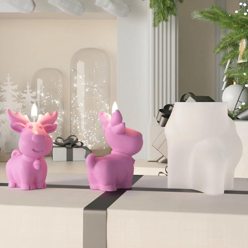 DIY Santa Claus Silicone Mold Elk Deer Gypsum Soap Resin Mold Dwarf Candle Making Tool Party Decoration Christmas Gifts