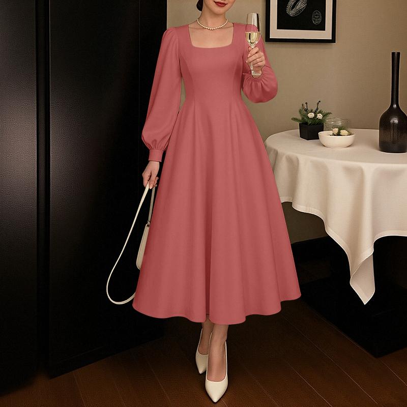 

ZANZEA Women Elegant Square Collar Long Sleeve Casual Long Dress 5XL камео розовый