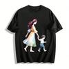 Warm Parent-child Hand-in-hand Print Casual Top Pure Cotton T-shirt