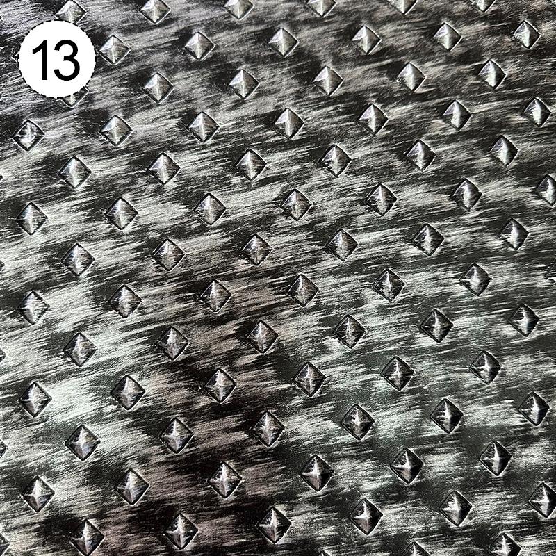 Retro Metallic Embossed Diamond Leather Fabric Hard Leather For Diy Clothes Armor Stage Costume Sliding Door Soft Bag Upholstery