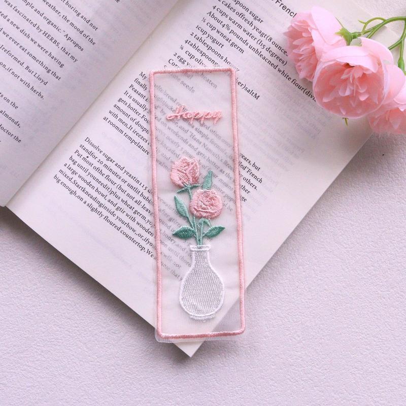 Imitation Organza Bestickte Blumen Lesezeichen Journal Dekoration Lesezeichen Geschenk Für Buchliebhaber