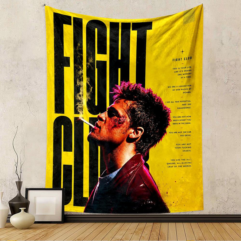 Fight Club Tapestry Wall Hanging, Cult Movie Poster, Wall Decor for Bedroom Living Room Dorm