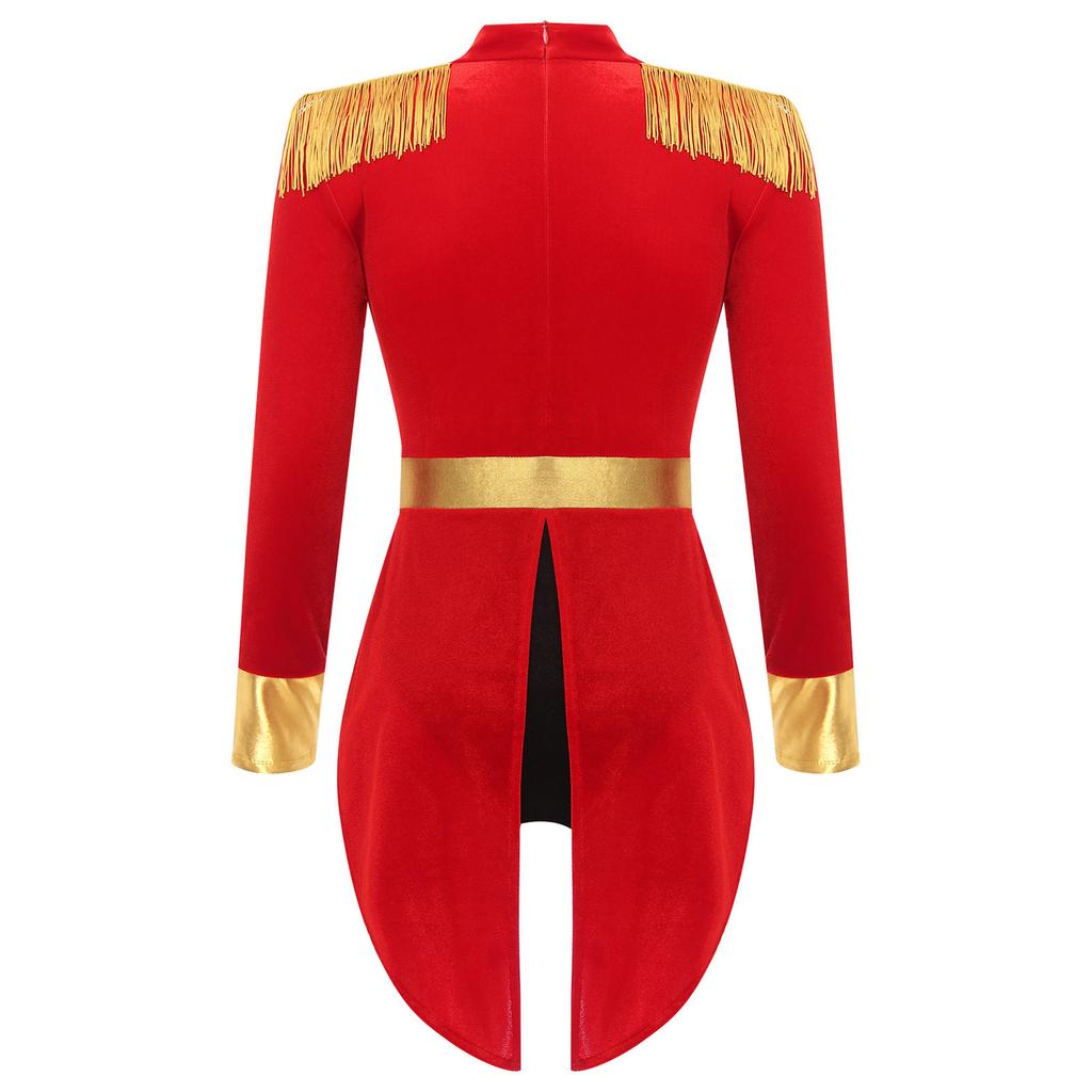 Womens Flirty Lion Tamer Circus Ringmaster Halloween Costume Red Ring Leader Showman Uniforms