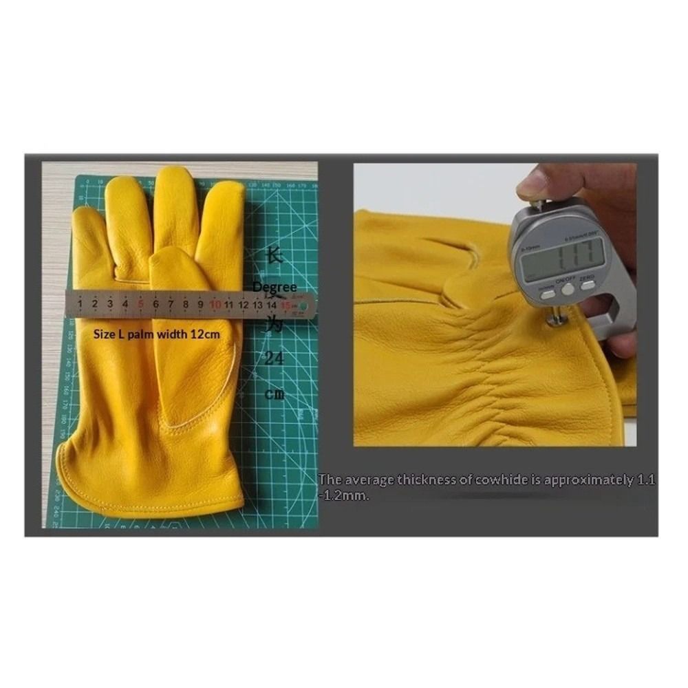 1 pair Brown Color Leather Gloves Vintage Tie-Dye Work Gloves Safety Gloves Outdoor Biker